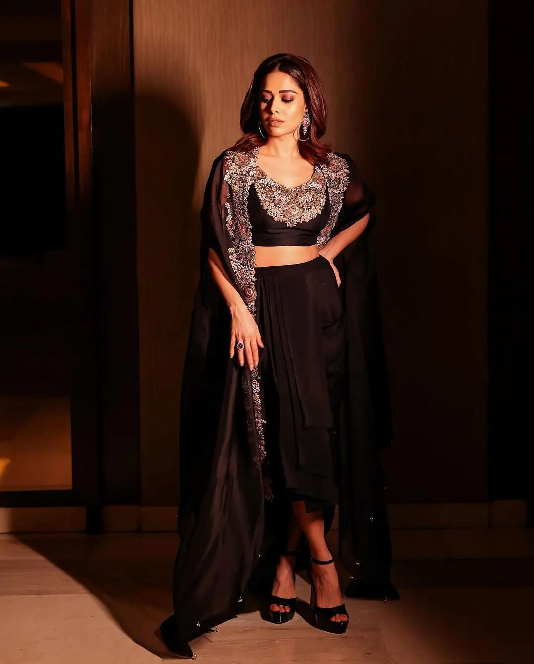 Nushrratt Bharuccha Stills In Black Lehenga Choli